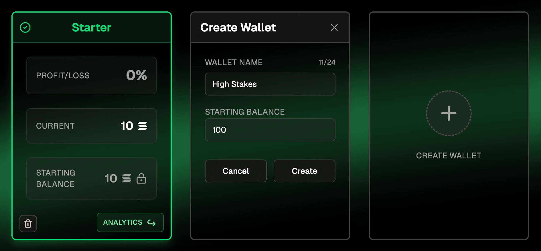 Create wallet screen